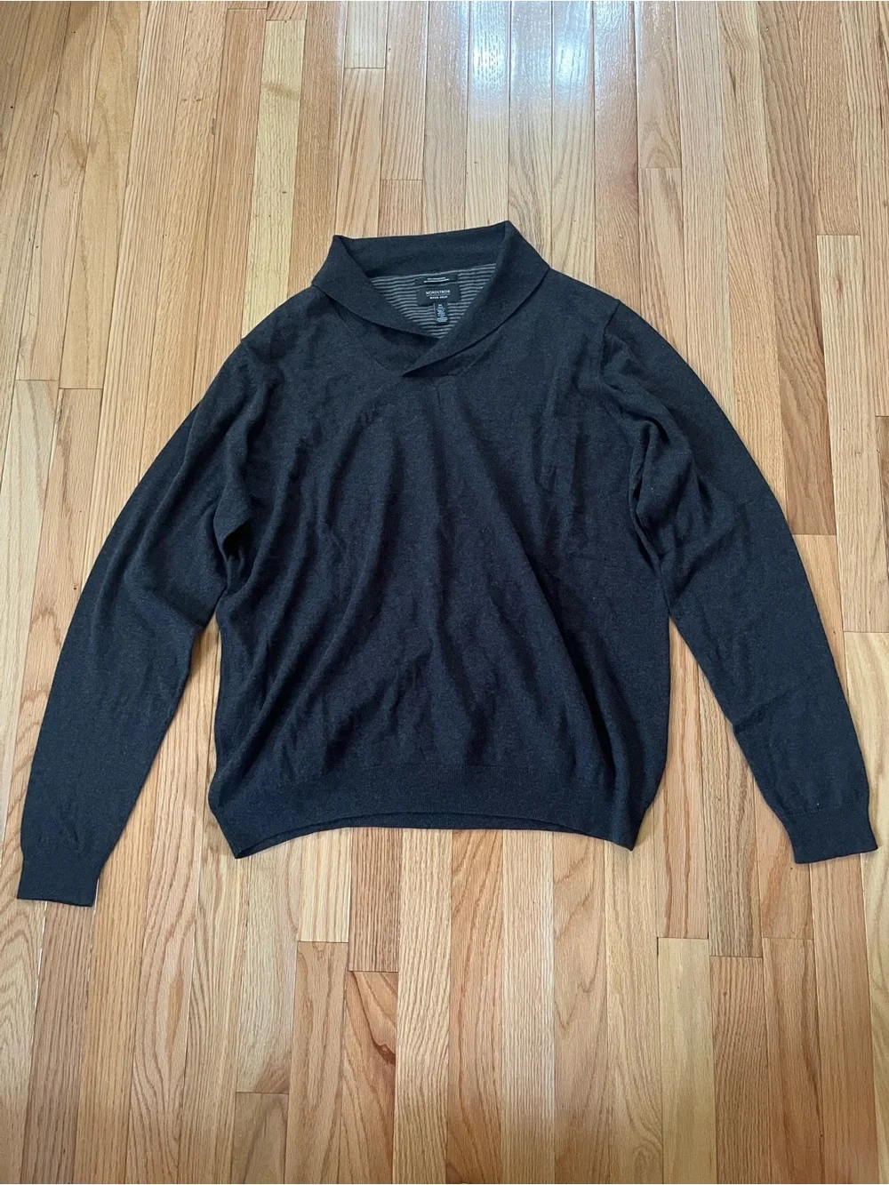 Nordstrom Gray Cashmere Cotton Blend Shawl Collar Sweater XL Tall Quiet Luxury